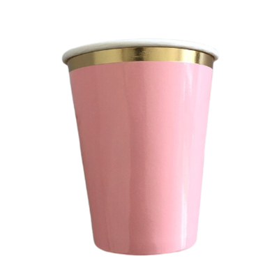 Vasos rosados borde dorado