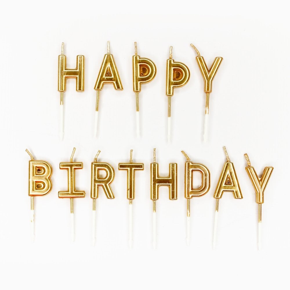 Velas Happy Birthday doradas