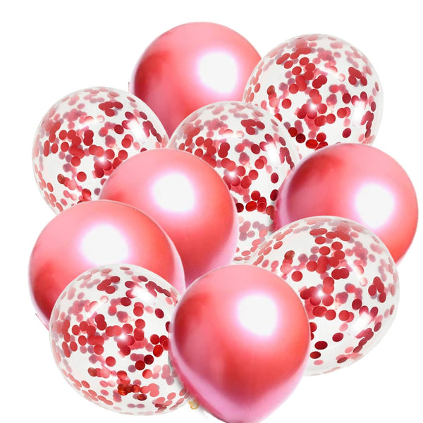 10 Globos relleno confetti + Metálico rojo
