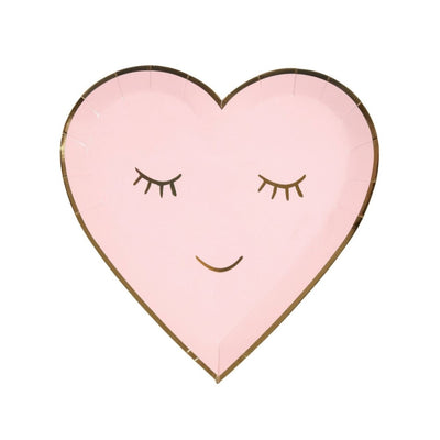 Platos Cara Corazón rosados / pequeños