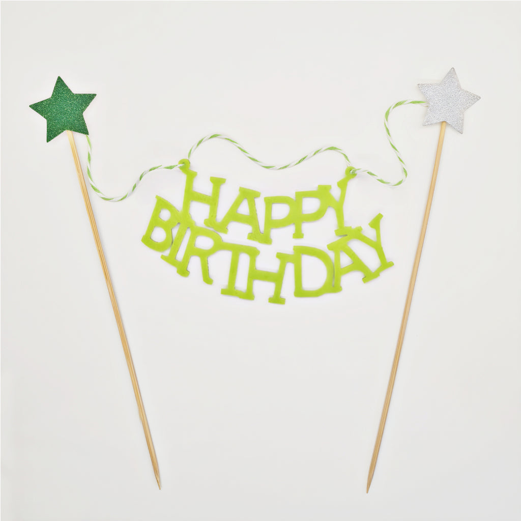 Cake topper Happy Birthday verde