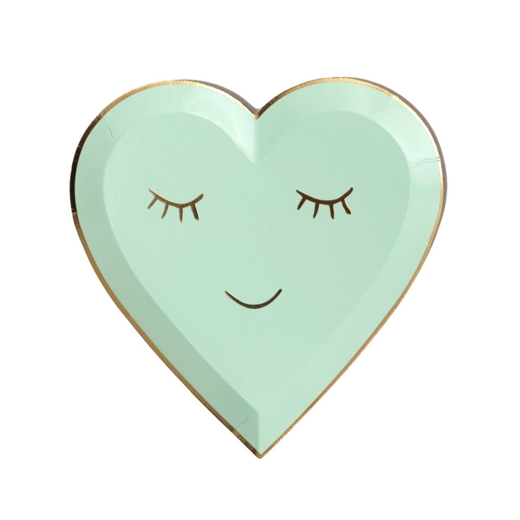 Platos Cara Corazón verde agua / pequeños
