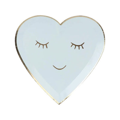 Platos Cara Corazón celeste / pequeños