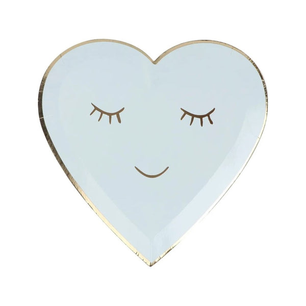 Platos Cara Corazón celeste / pequeños