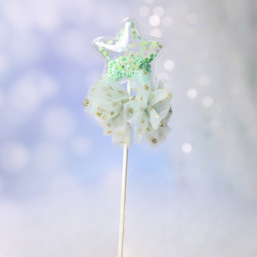 Set cake topper corazón y estrella verde agua