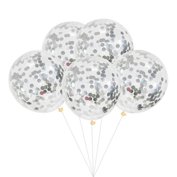 10 Globos relleno confetti plateado