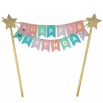 Cake topper Happy Birthday colores