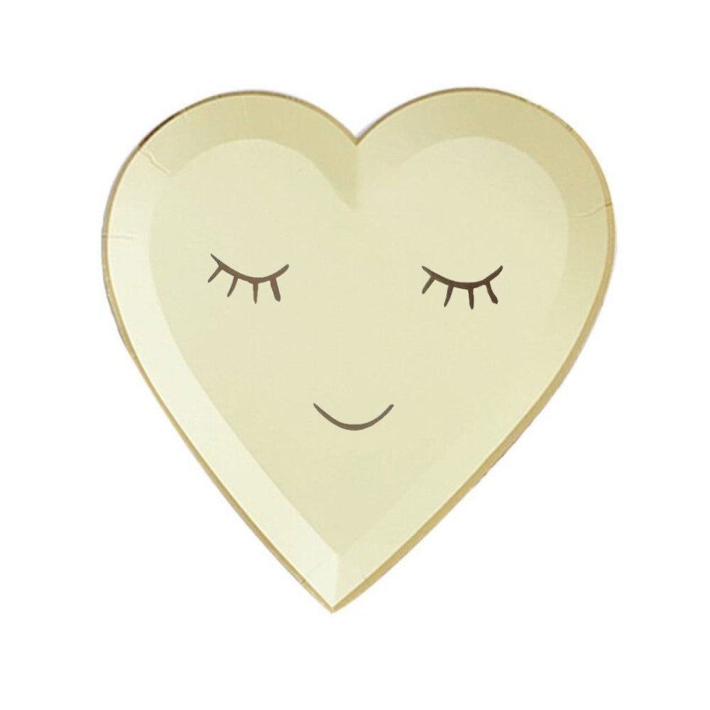 Platos Cara Corazón amarillos / pequeños