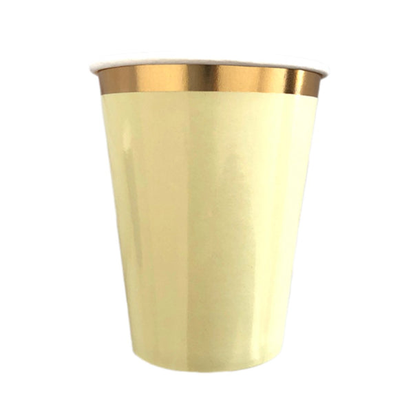 Vasos amarillos borde dorado
